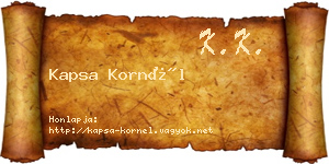 Kapsa Kornél névjegykártya